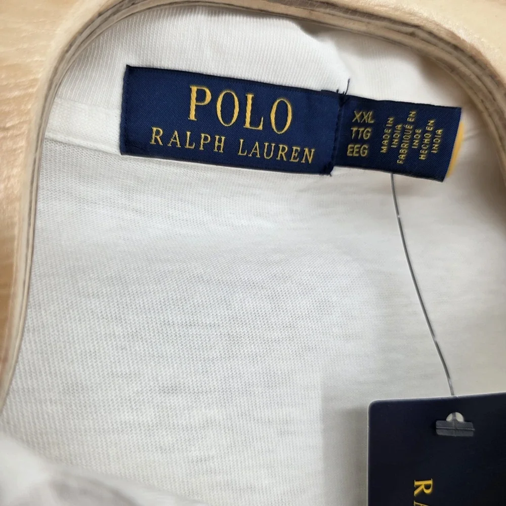 New Polo Ralph Lauren Polo Shirt Mens XL Cotton Linen White Standard Fit Preppy